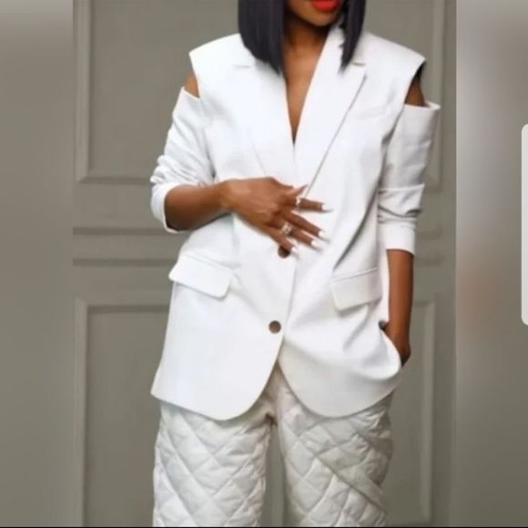 Future Collective High Rise Wide Leg Ivory Trousers W/Black Side Stripe NWT 4X - Picture 15 of 15